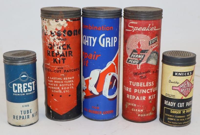 Group of 5 Different Advertising Automobile Tire Repair Kits (1 of 2)