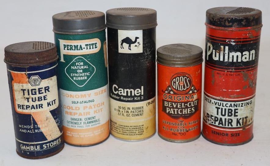 Group of 5 Different Advertising Automobile Tire Repair Kits (1 of 2)