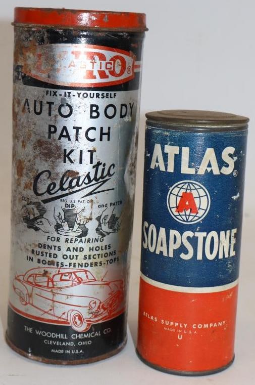 Group of 2 Duro Plastic Auto Body Patch Kit, and Atlas Soap Stone Cans (1 of 2)