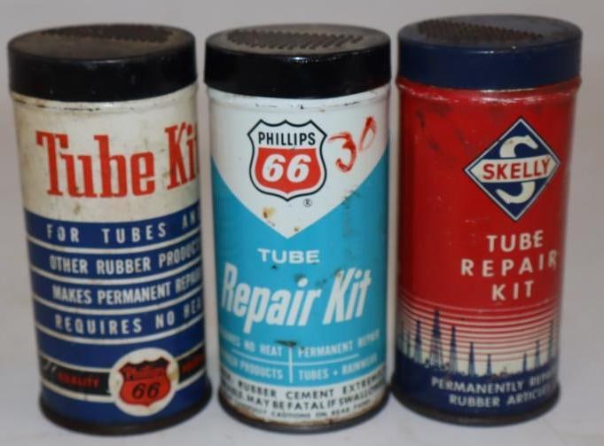 Group of 3 Phillips 66, and Skelly Metal Advertising Tire Tube Repair Kits (1 of 2)