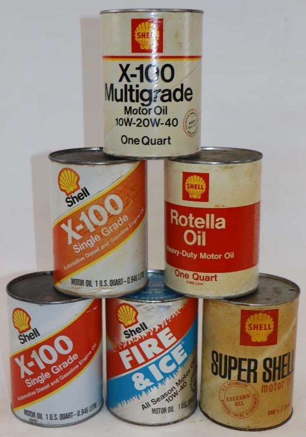 Group of 6 Different Shell One Quart Composite Oil Cans (1 of 2)
