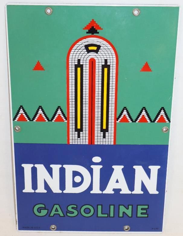Indian Gasoline SSP Reproduction Gas Pump Sign (1 of 2)