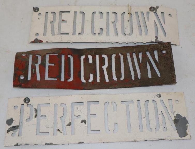 Group of 3 Standard Oil Red Crown and Perfection Barrel Stencils (1 of 2)