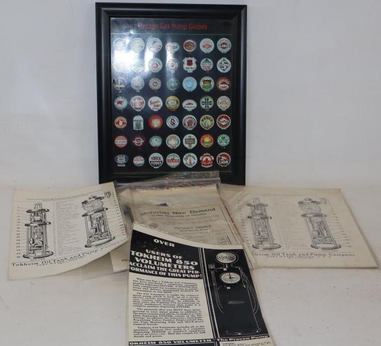 Group of 6 Tokheim Gas Pump Laminated and Framed Advertisements (1 of 7)