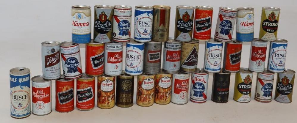Group of 36 Major Brand Advertising Pull Tab Beer Cans (1 of 16)