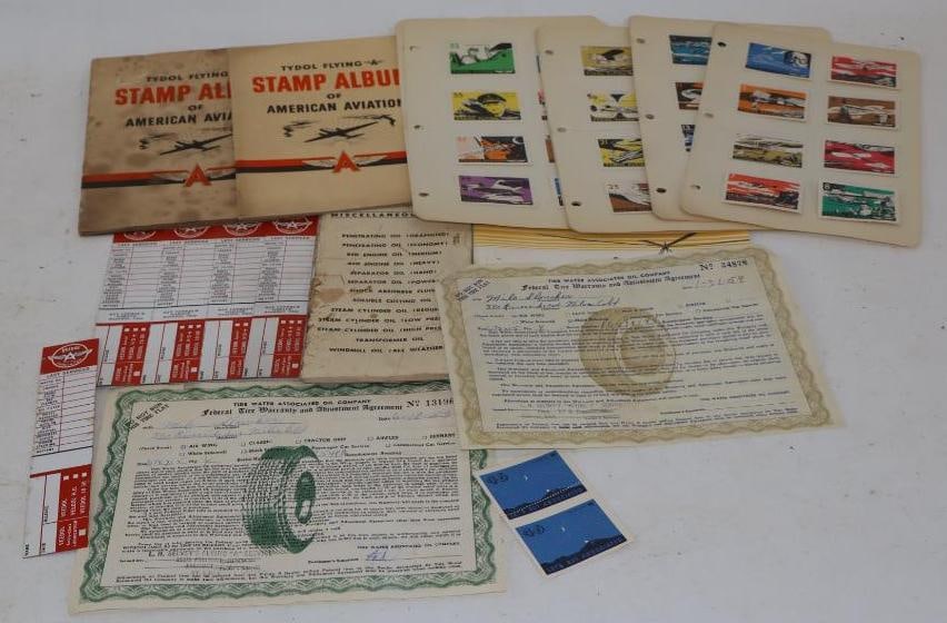 Large Group of Flying A and Veedol Stamp Books, Oil Change Reminder Tags, Pamphlet, and Tire (1 of 11)