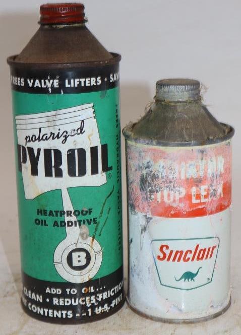 Group of 2 Sinclair and Pyroil Cone Top Oil Cans (1 of 2)