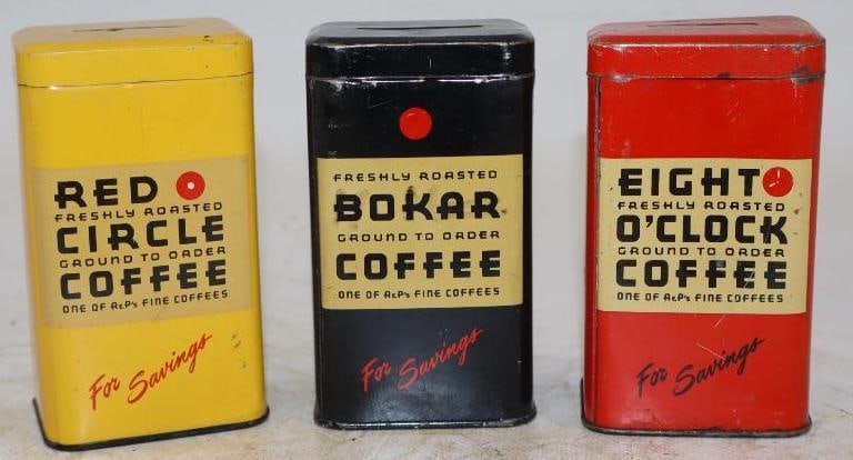 Group of 3 Different Eight O Clock Coffee Coin Banks (1 of 3)