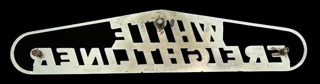 White Freightliner Cab Script Emblem - 2