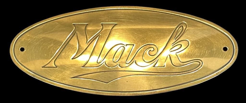 Mack Radiator Emblem: 1925 - c1932 Mack Radiator Emblem. This emblem measures 9" wide by 3.75" high.