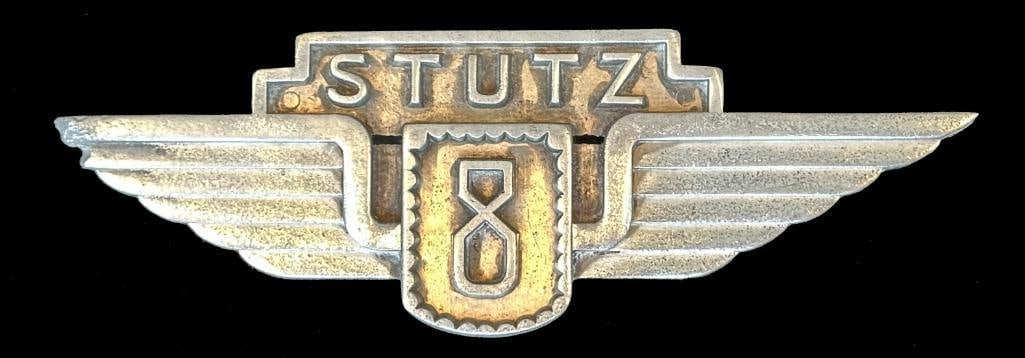 Stutz Radiator Bar Emblem: 1929 - 1931 Stutz radiator bar emblem. This emblem is rated scarce and measures approximately 6.9" wide by 2.3" high.