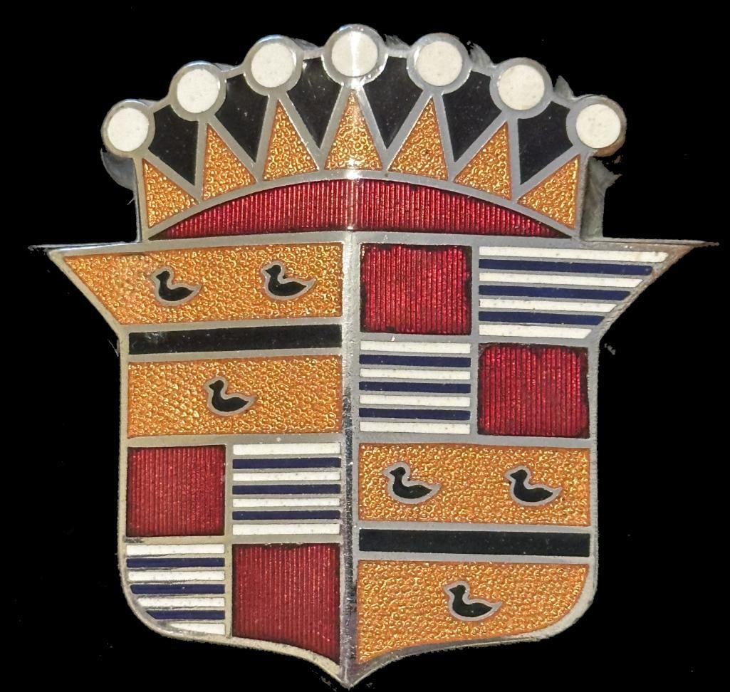 Cadillac Emblem: 1949 Cadillac Emblem. This emblem measures approximately 3" wide by 3" high.