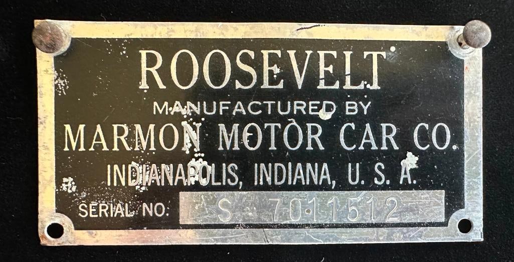 Marmon Roosevelt Serial Data Plate (1 of 2)