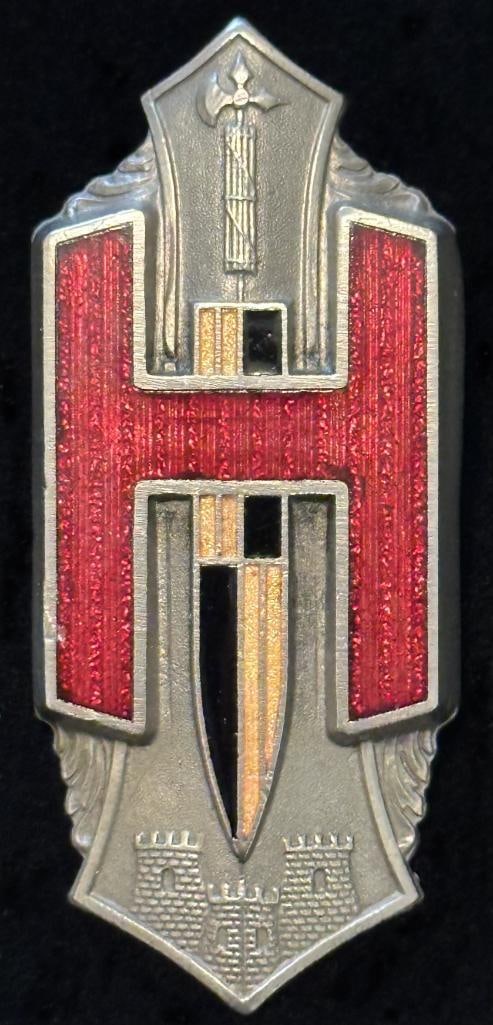 Hupmobile Radiator Emblem: 1928 - 1932 Hupmobile radiator emblem. This emblem measures approximately 2.8" high by 1.25" wide.