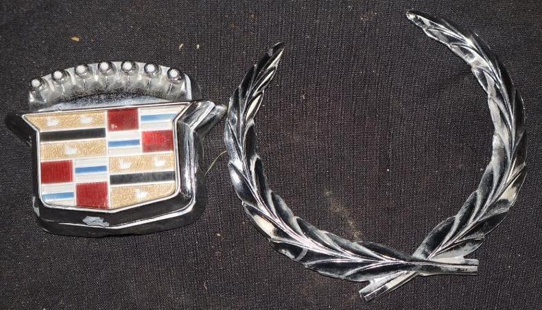 1977-1993 Cadillac Coupe DeVille Trunk Lock Cover Emblem/ Crest Set (1 of 2)