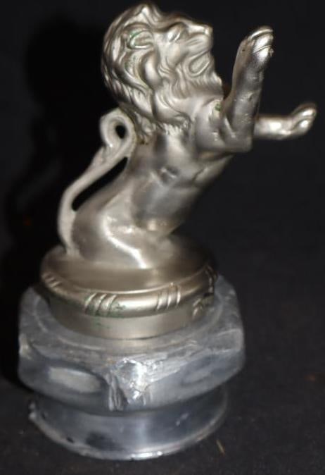 1924 Franklin Lion Radiator Mascot- Early Solid Nickel Example ( With Mount Bolt In-Tact, Mounted On (1 of 4)