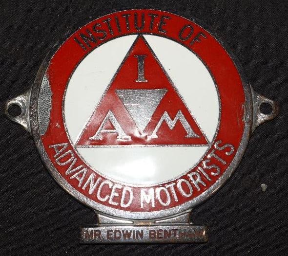 1920's Institute Of Advanced Motorists Car Badge ( Enameled Brass ) (1 of 2)