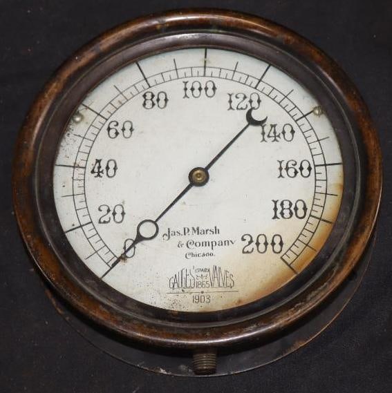 1903 JAS P. Marsh & Co Brass Pressure Gage (1 of 4)