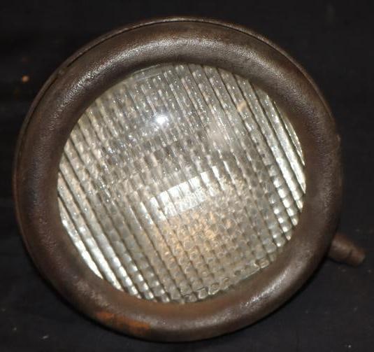 Early Automobile Headlight With Glass Lense: 6.5x6.5x7.5 Has Been Sand Blasted