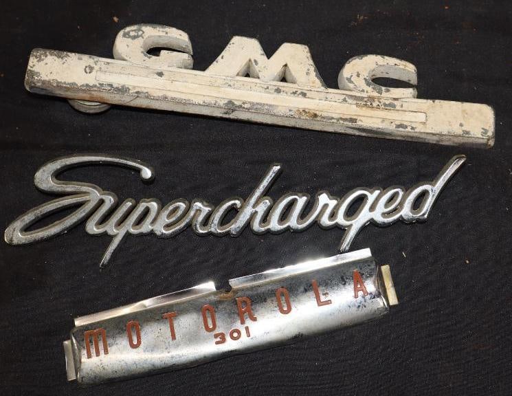 Group Of 2 Motorola, GMC & Super Charged Automobile Emblems (1 of 2)