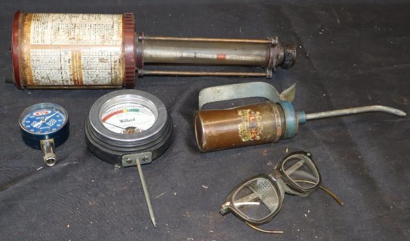 Group Of 5 Automobile Tester Gauges, oiler & Safety Glasses (1 of 8)
