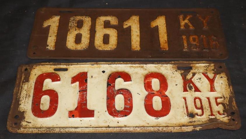 Group Of 2 1915 & 1916 Kentucky Embossed License Plates (1 of 2)