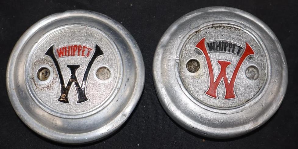 Group Of 2 Whippet Threaded Automobile Hubcaps: 2.5 Each