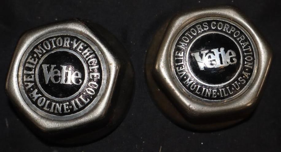 Group Of 2 Velie Threaded Automobile Hubcaps (1 of 2)