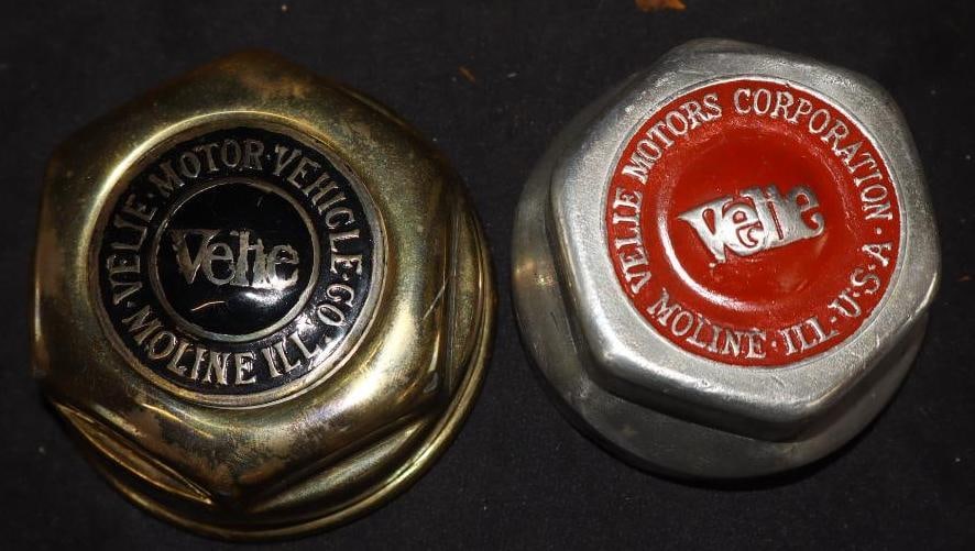 Group Of 2 Velie Threaded Automobile Hubcaps (1 of 2)