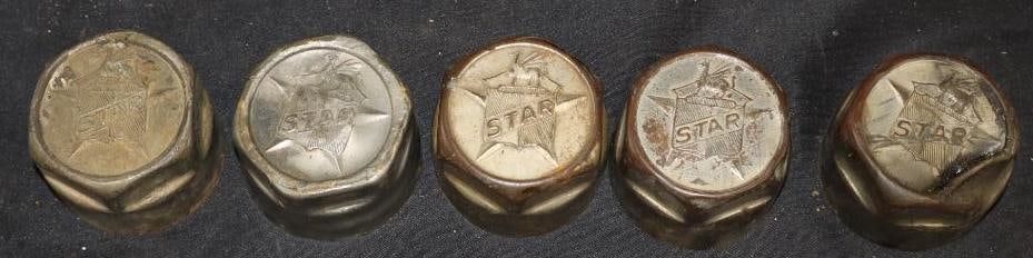 Group Of 5 Durant Star Threaded Automobile Hubcaps: 2.25 Each