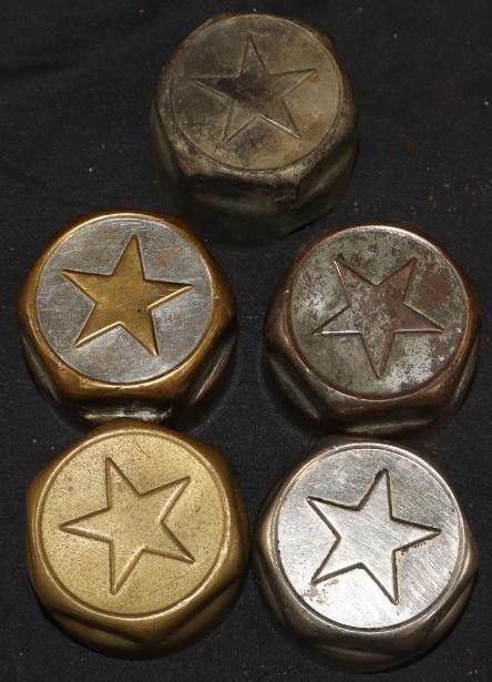 Group Of 5 Star Threaded Automobile Hubcaps: 2.25 Each
