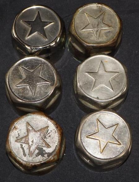 Group Of 6 Star Threaded Automobile Hubcaps: 2.25 Each