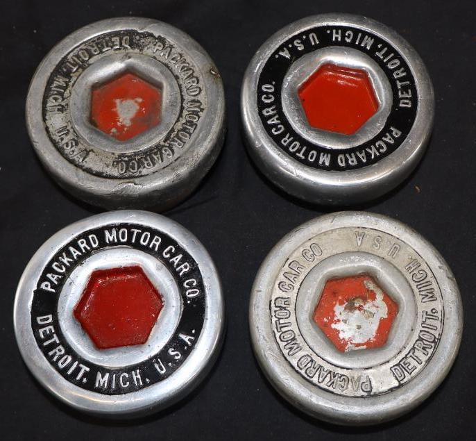 Group Of 4 Packard Threaded Automobile Hubcaps (1 of 4)