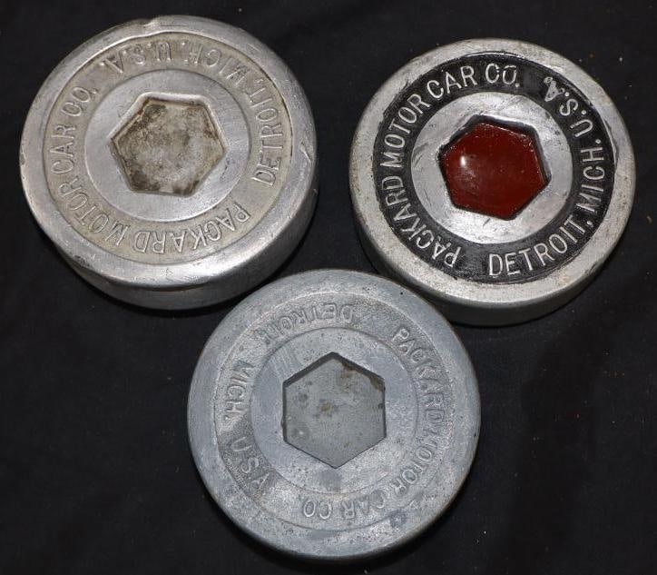 Group Of 3 Packard Threaded Automobile Hubcaps (1 of 2)