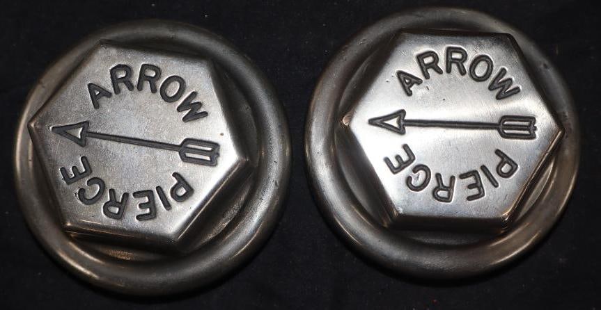 Group Of 2 Pierced Arrow Threaded Automobile Hubcaps: 3.25 Each