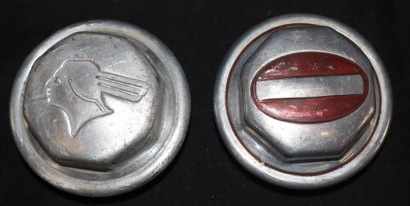 Group Of 2 Pontiac & Aftermarket Threaded Automobile Hubcaps (1 of 2)