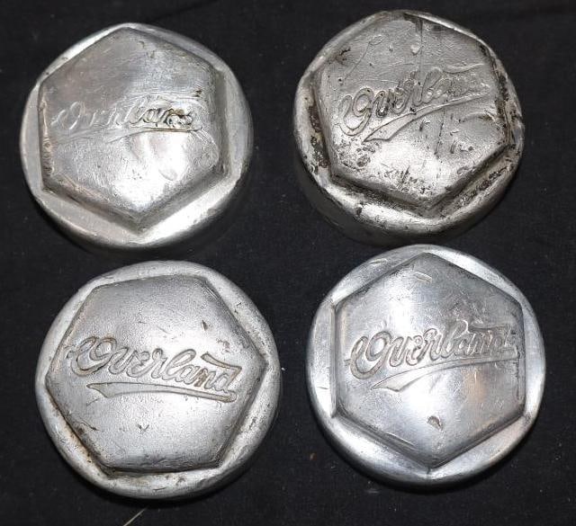 Group Of 4 Overland Threaded Automobile Hubcaps (1 of 2)