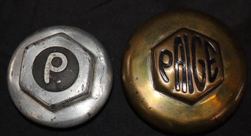 Group Of 2 Paige Threaded Automobile Hubcaps (1 of 2)
