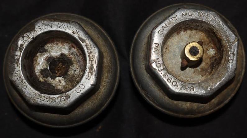Group Of 2 Johnson & Sandy Motors Threaded Automobile Hubcaps (1 of 2)