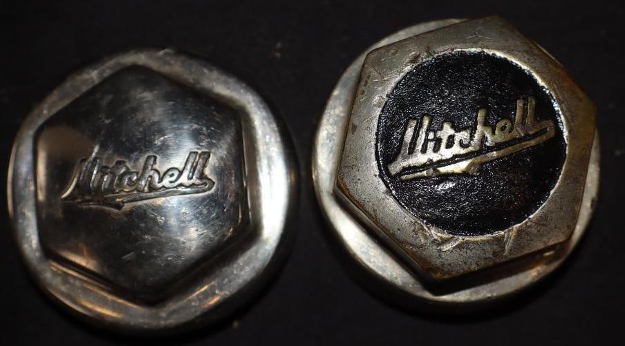 Group Of 2 Mitchell Threaded Automobile Hubcaps: 3 Each