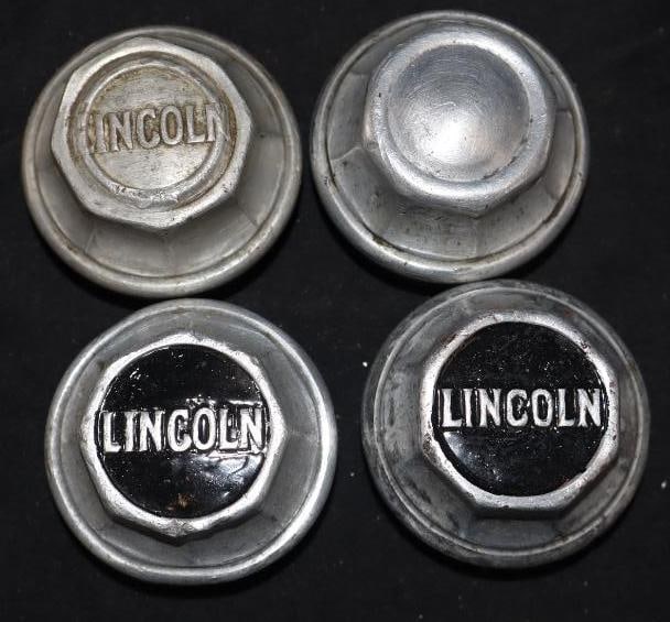 Group Of 4 Lincoln & After Market Threaded Automobile Hubcaps (1 of 2)