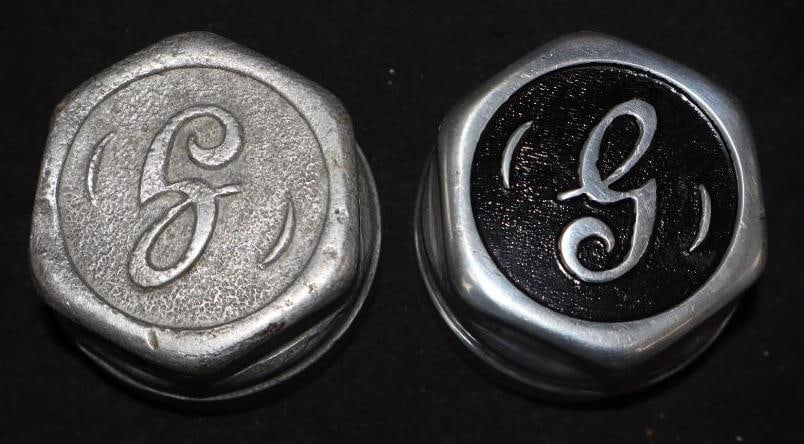 Group Of 2 Gray Motor Car Threaded Automobile Hubcaps (1 of 2)