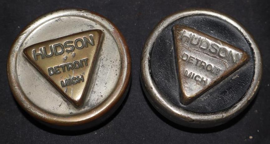 Group Of 2 Hudson Threaded Automobile Hubcaps (1 of 2)
