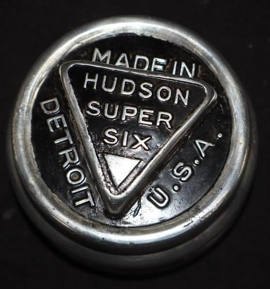 Hudson Super Six Threaded Automobile Hubcaps (1 of 2)