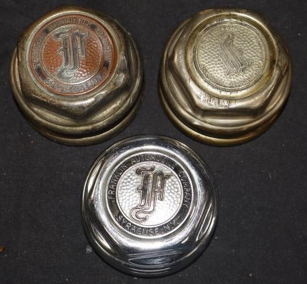 Group Of 3 Franklin Threaded Automobile Hubcaps (1 of 2)