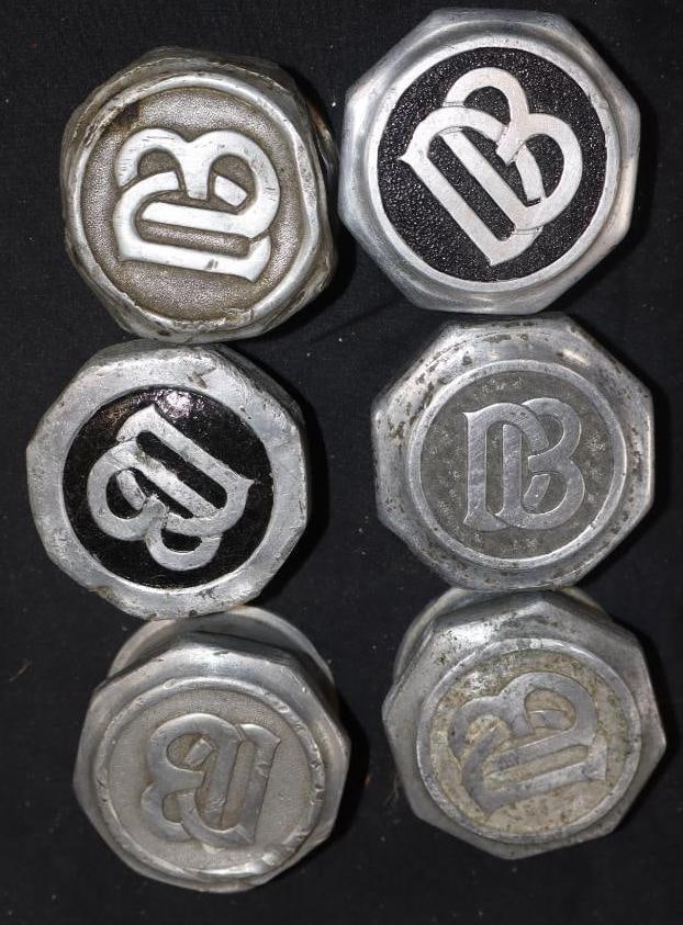 Group Of 6 Dodge Brothers Threaded Automobile Hubcaps (1 of 2)