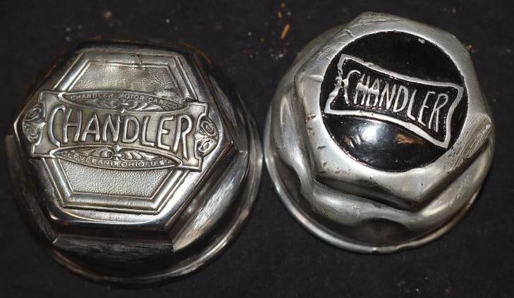 Group Of 2 Chandler Threaded Automobile Hubcaps (1 of 2)