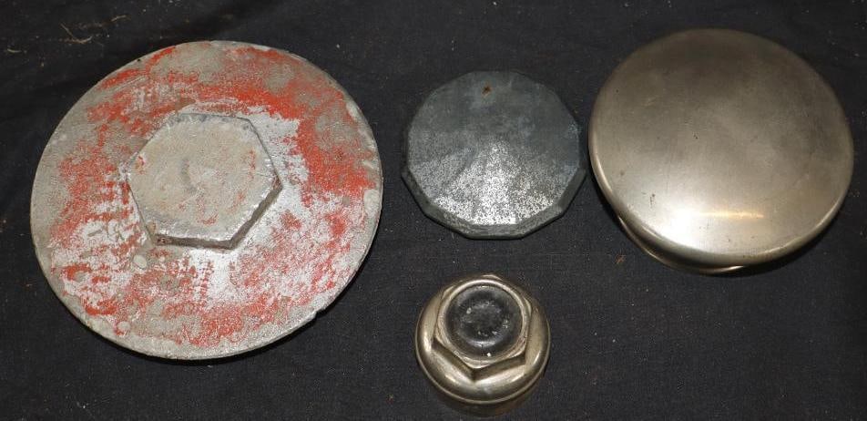 Group Of 4 Different Threaded Automobile Hubcaps (1 of 2)