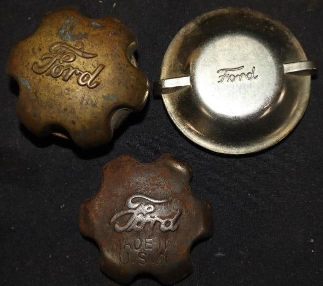 Group Of 3 Different Ford Script Caps: Largest Is 2.5x2.25x2.5