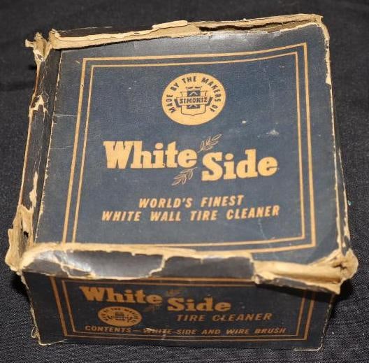 White Side White Wall Tire Cleaner Automotive Tin In Original Box: 4.5x4.5x2.5